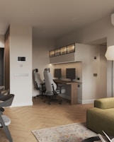 A living room filled with furniture and a flat screen TV