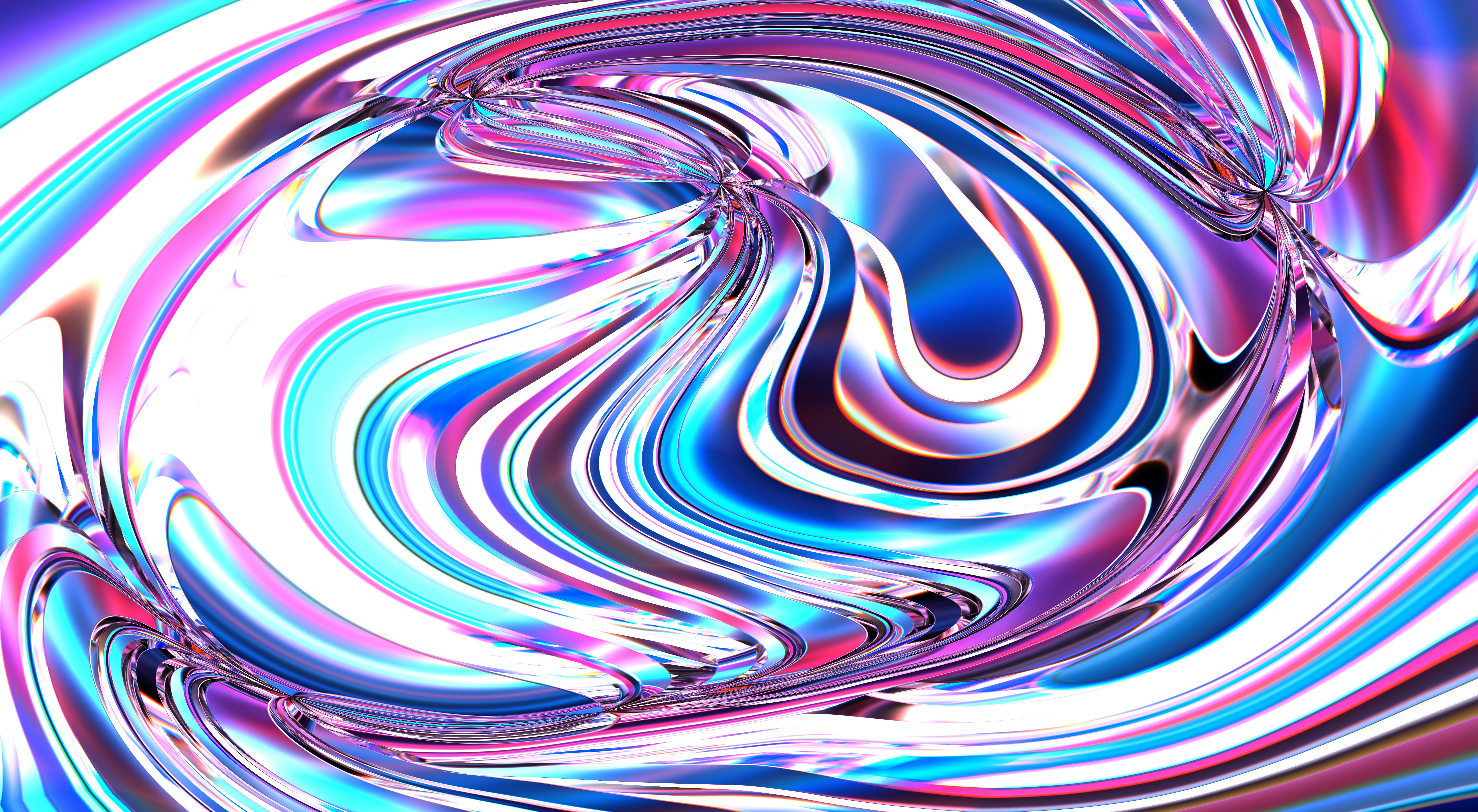 An abstract image of a swirl in blue and pink