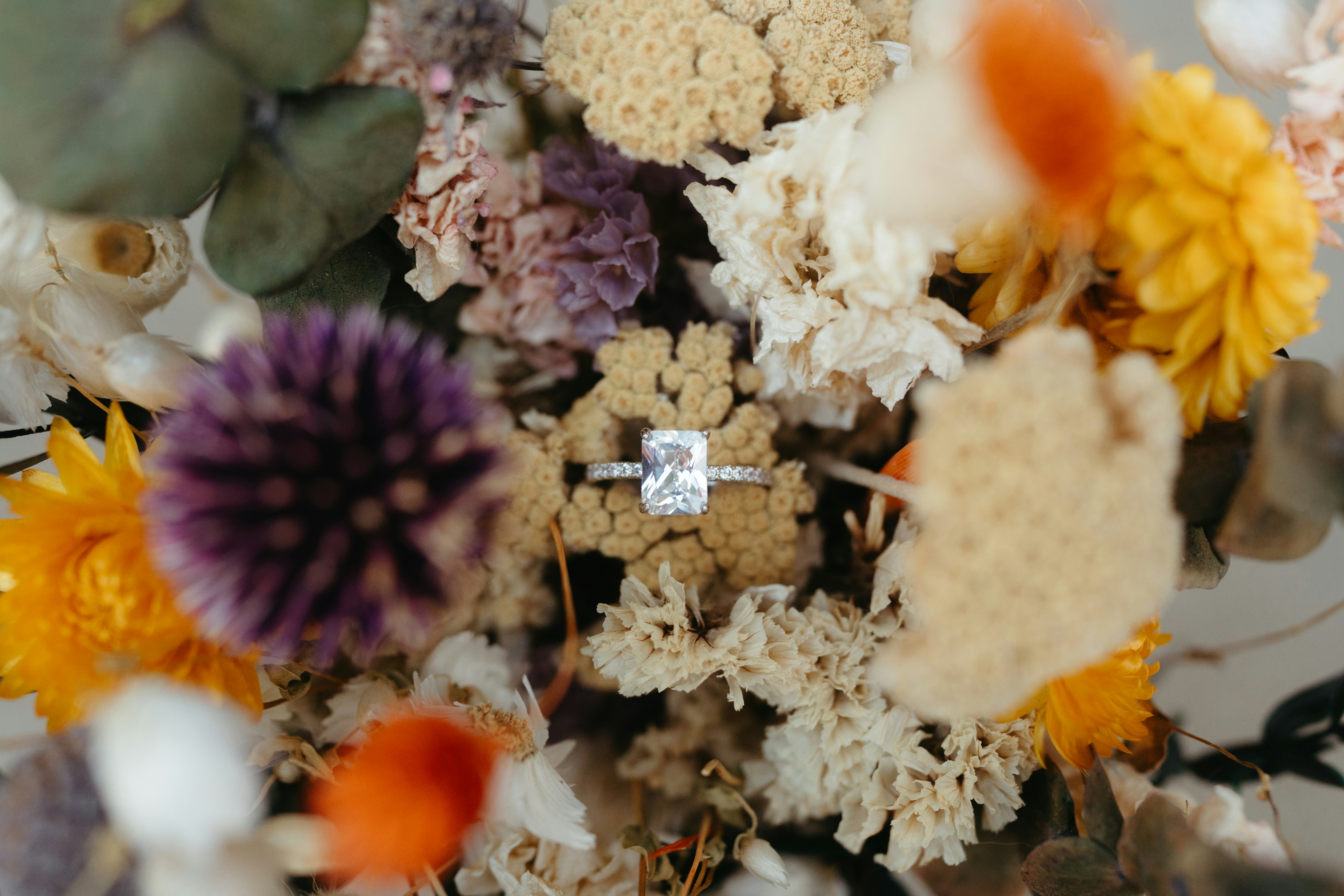 A close up of a bouquet of flowers