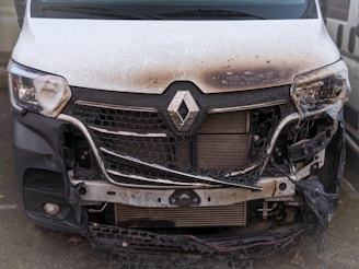 The front of a car that has been badly damaged