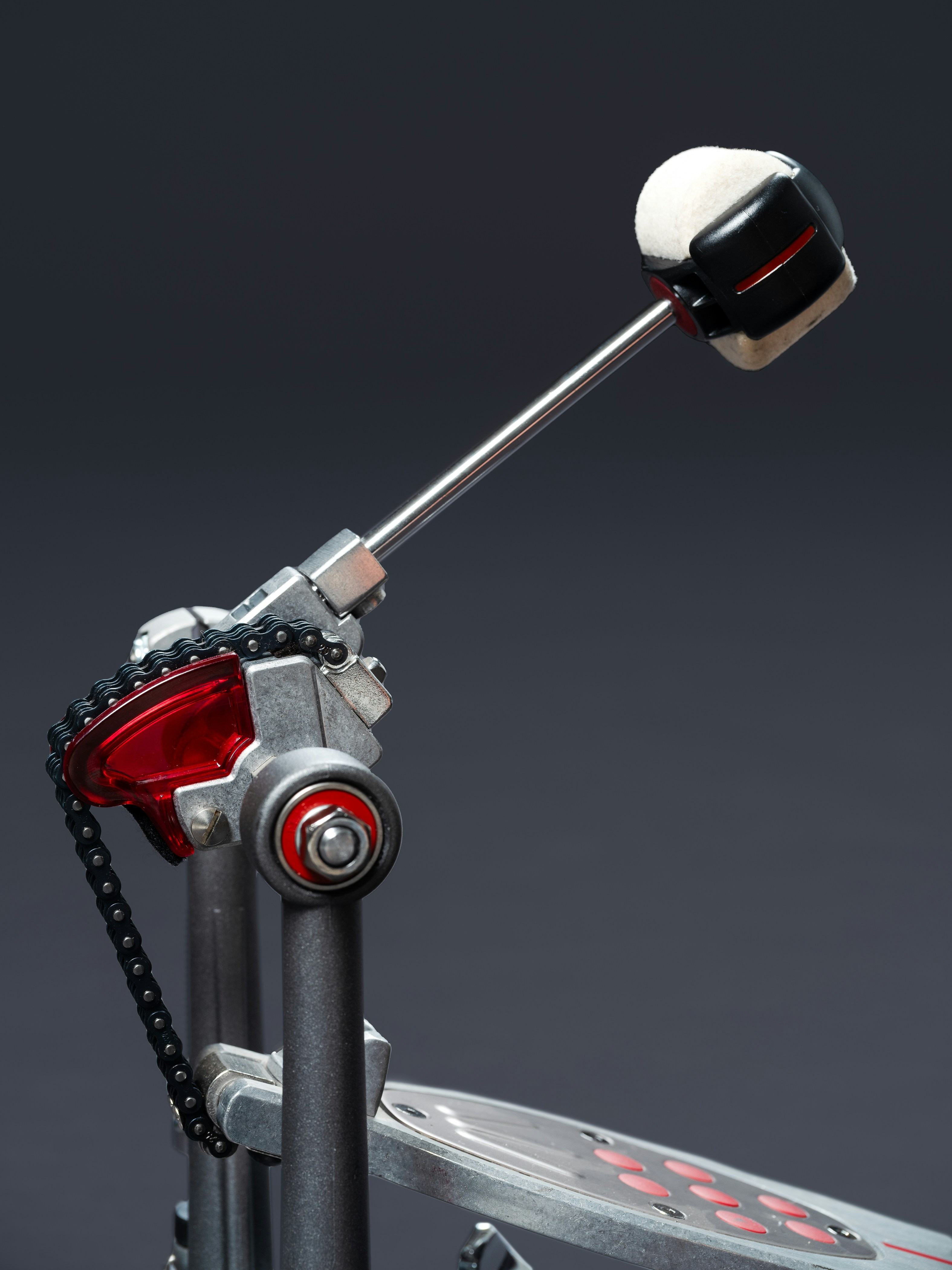 A close up of a bike handle with a white ball on it