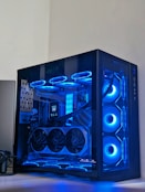 A computer case sitting on top of a desk