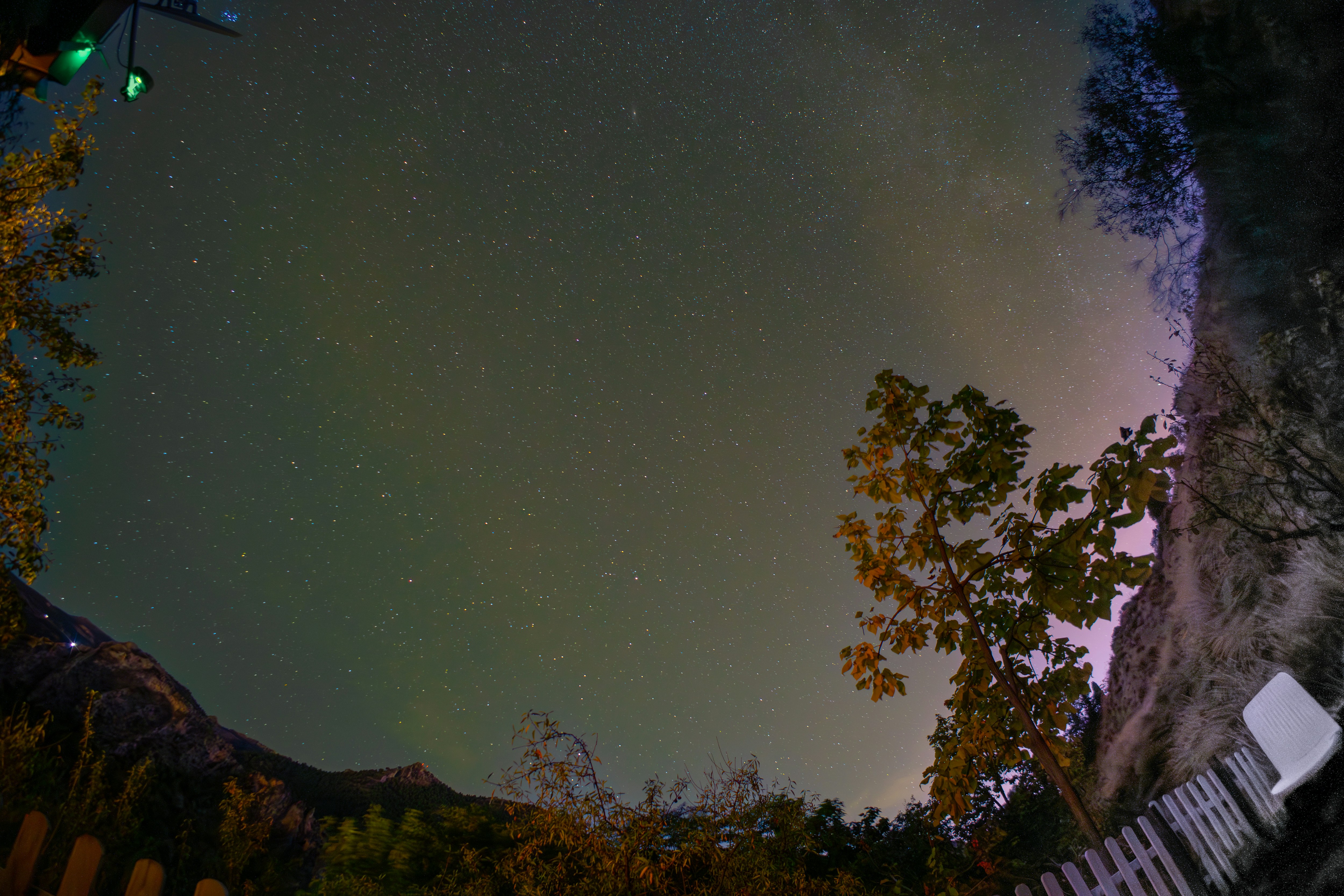 A view of the night sky from the ground