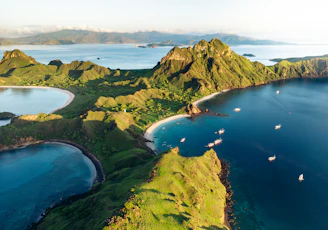 A large body of water surrounded by mountains