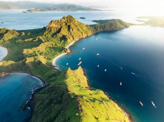 An aerial view of a small island in the ocean
