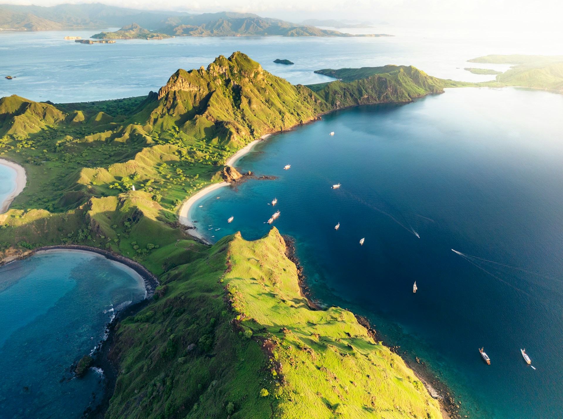 An aerial view of a small island in the ocean