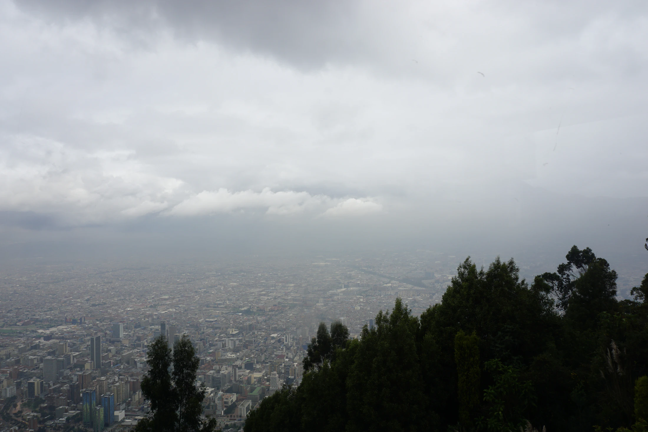 Bogota, Colombia cityscape and mountains
