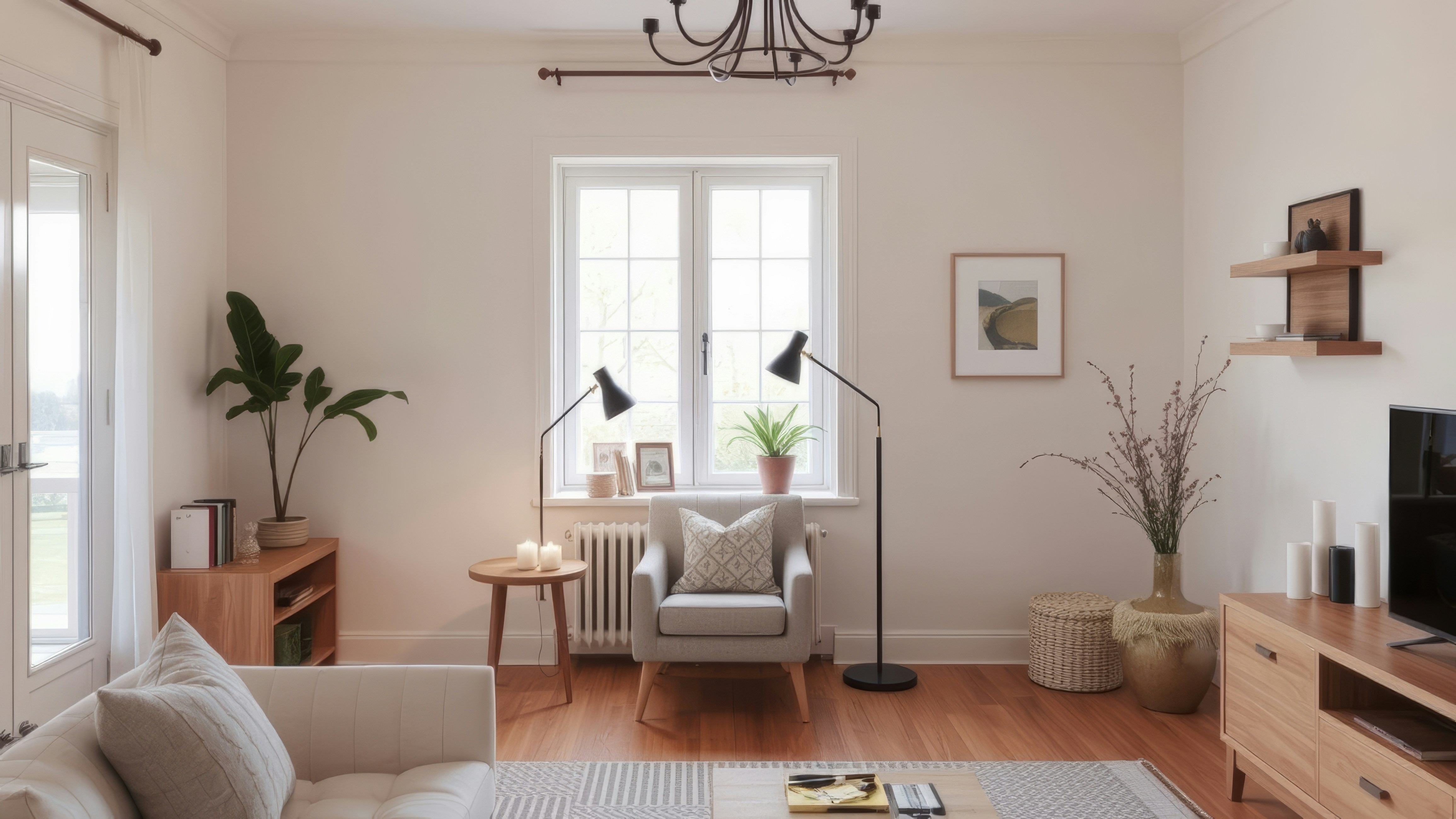 A living room filled with furniture and a flat screen tv