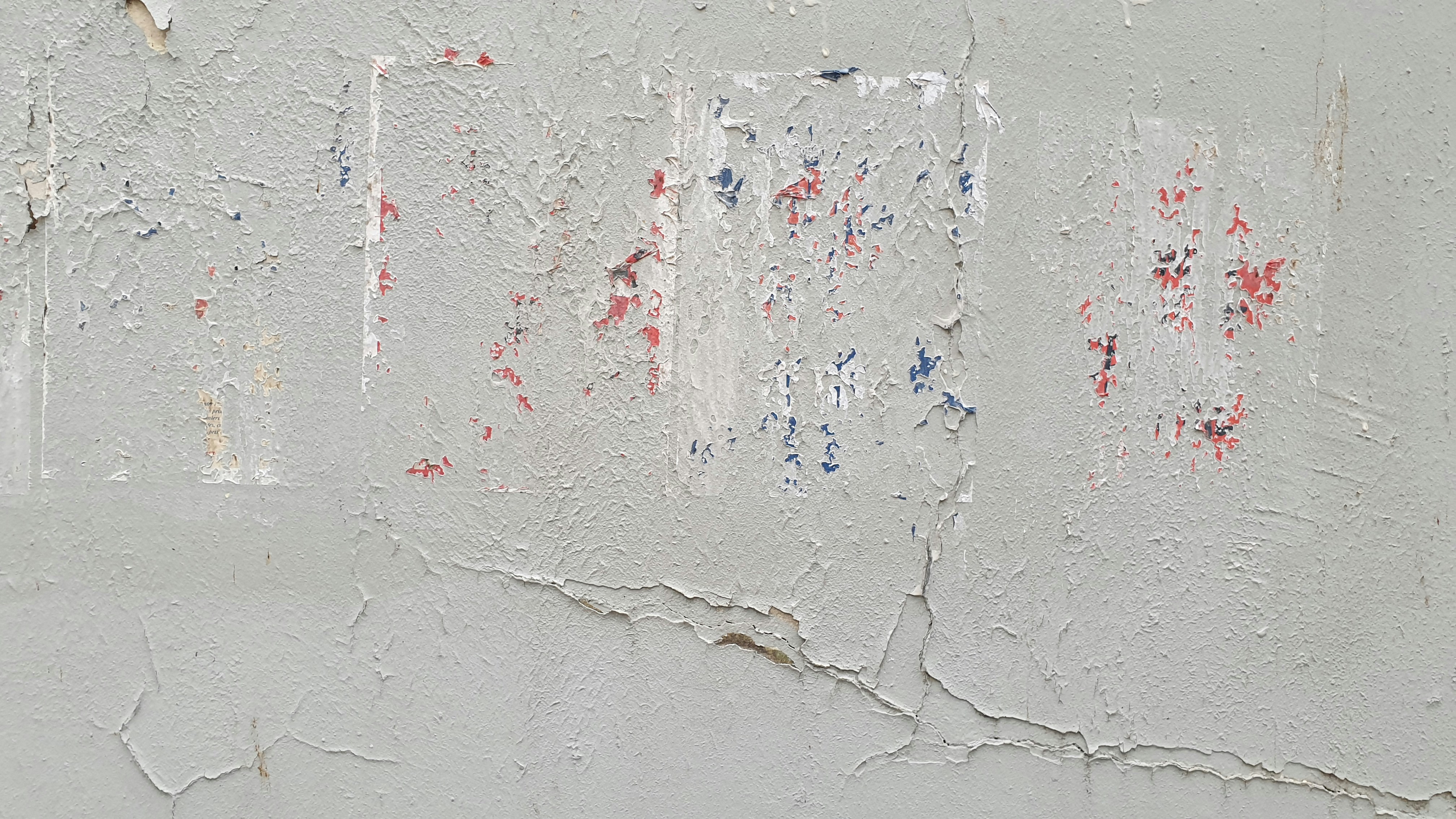 Paint samples and swatches on a wall