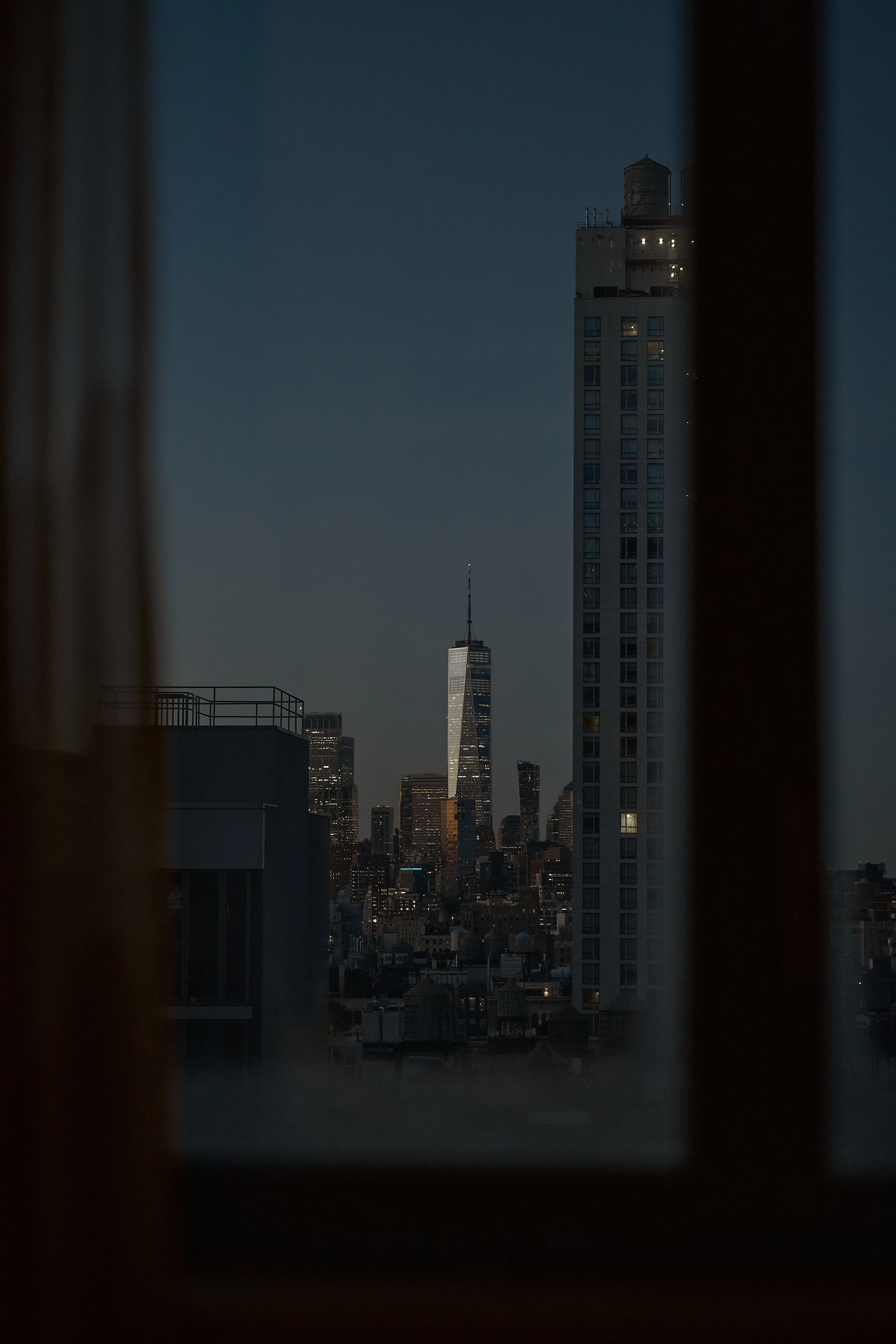 New York seen from an apartment window at night