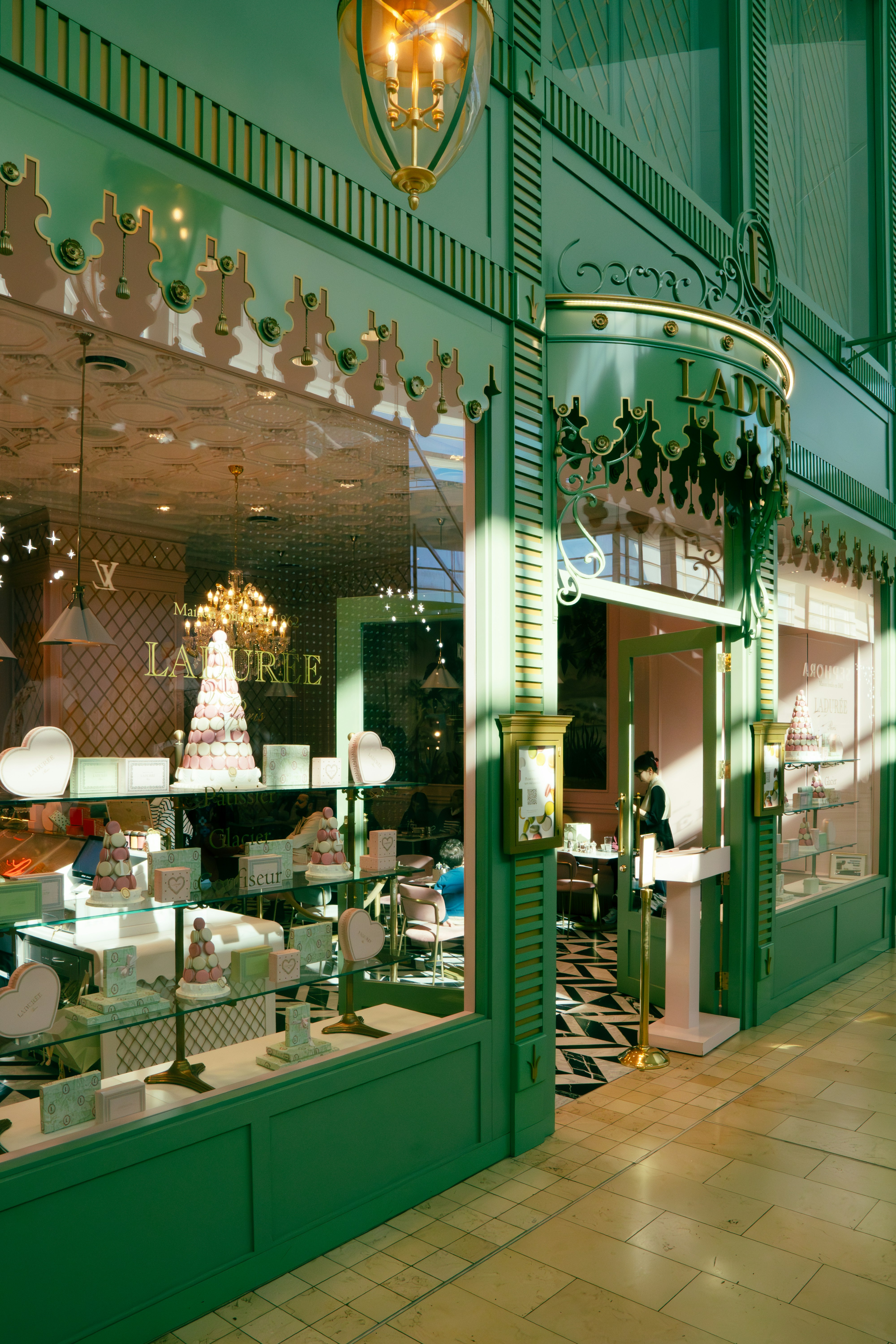 A store front with a lot of lights inside of it
