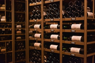 A wine cellar filled with lots of bottles of wine