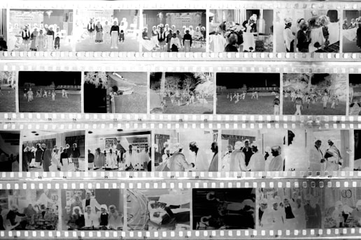 A black and white photo of a film strip