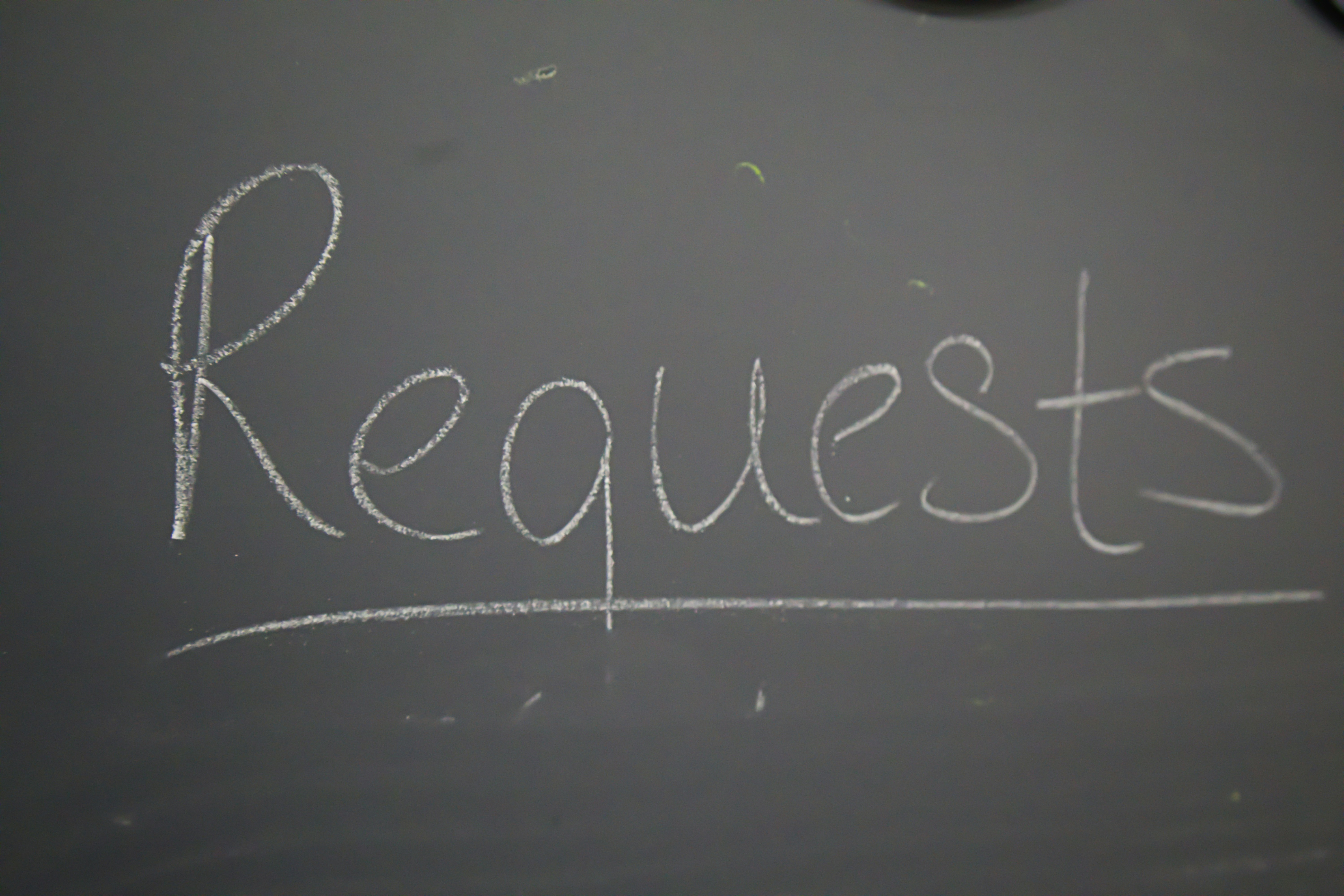 Chalkboard prayer requests.