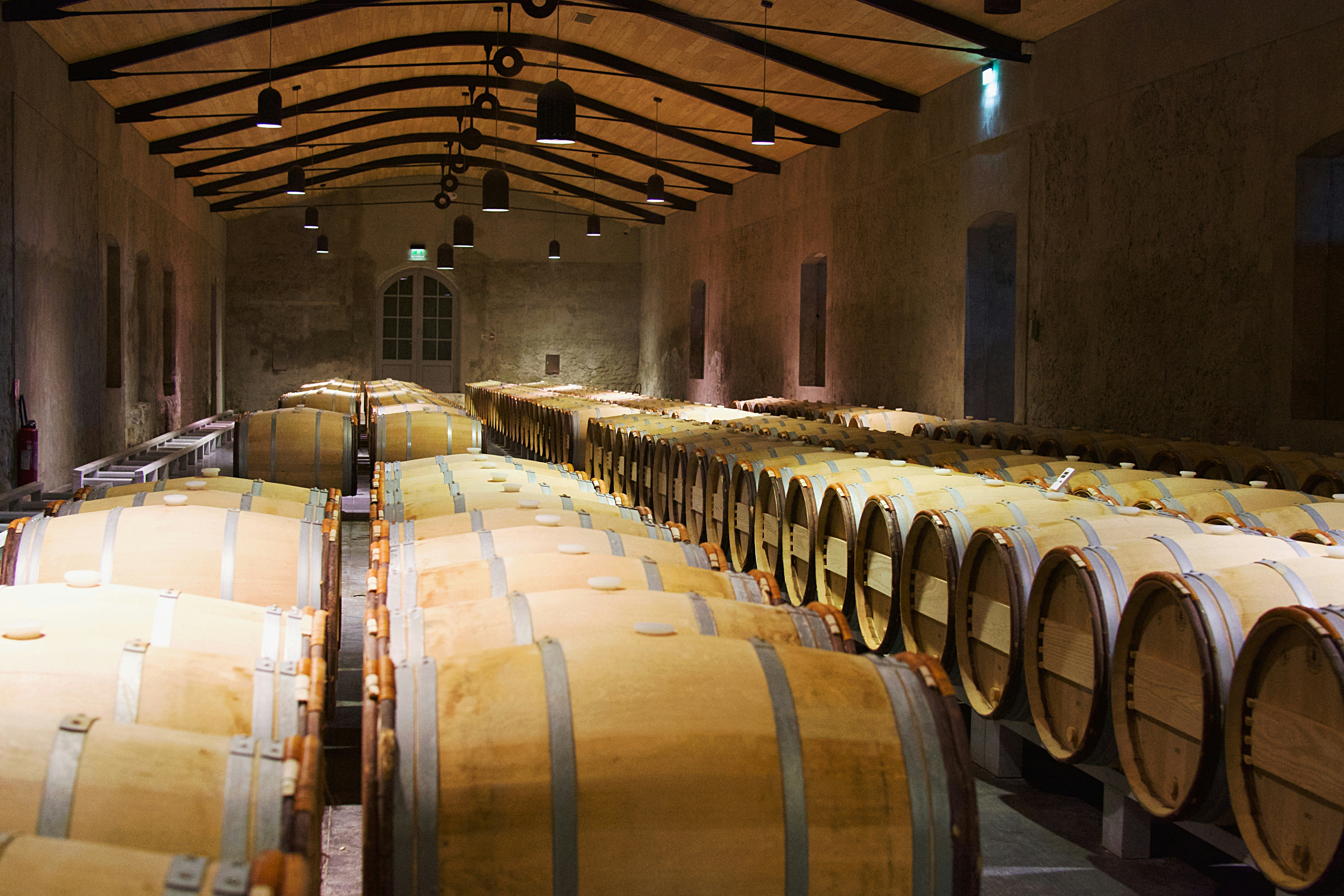 A room filled with lots of wooden barrels