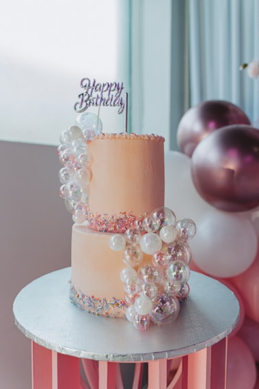A birthday cake sitting on top of a table
