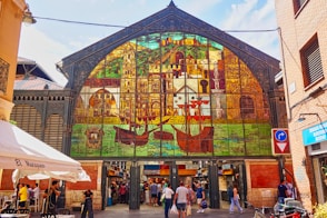 A building with a large stained glass window