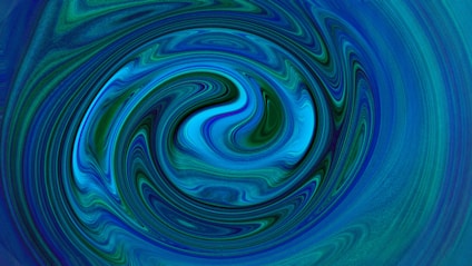 An abstract painting of a blue swirl