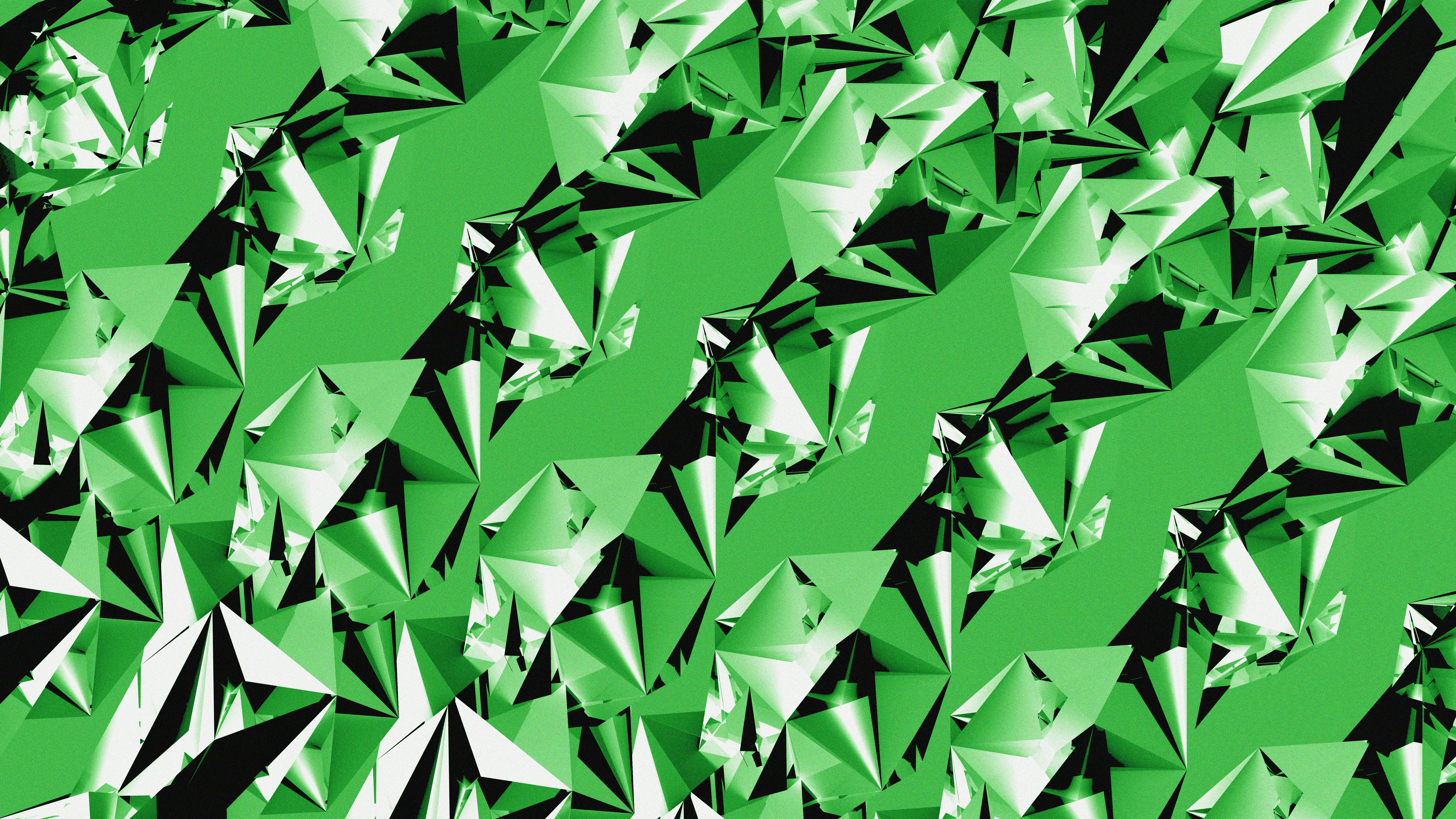 A green and black background with a lot of small triangles