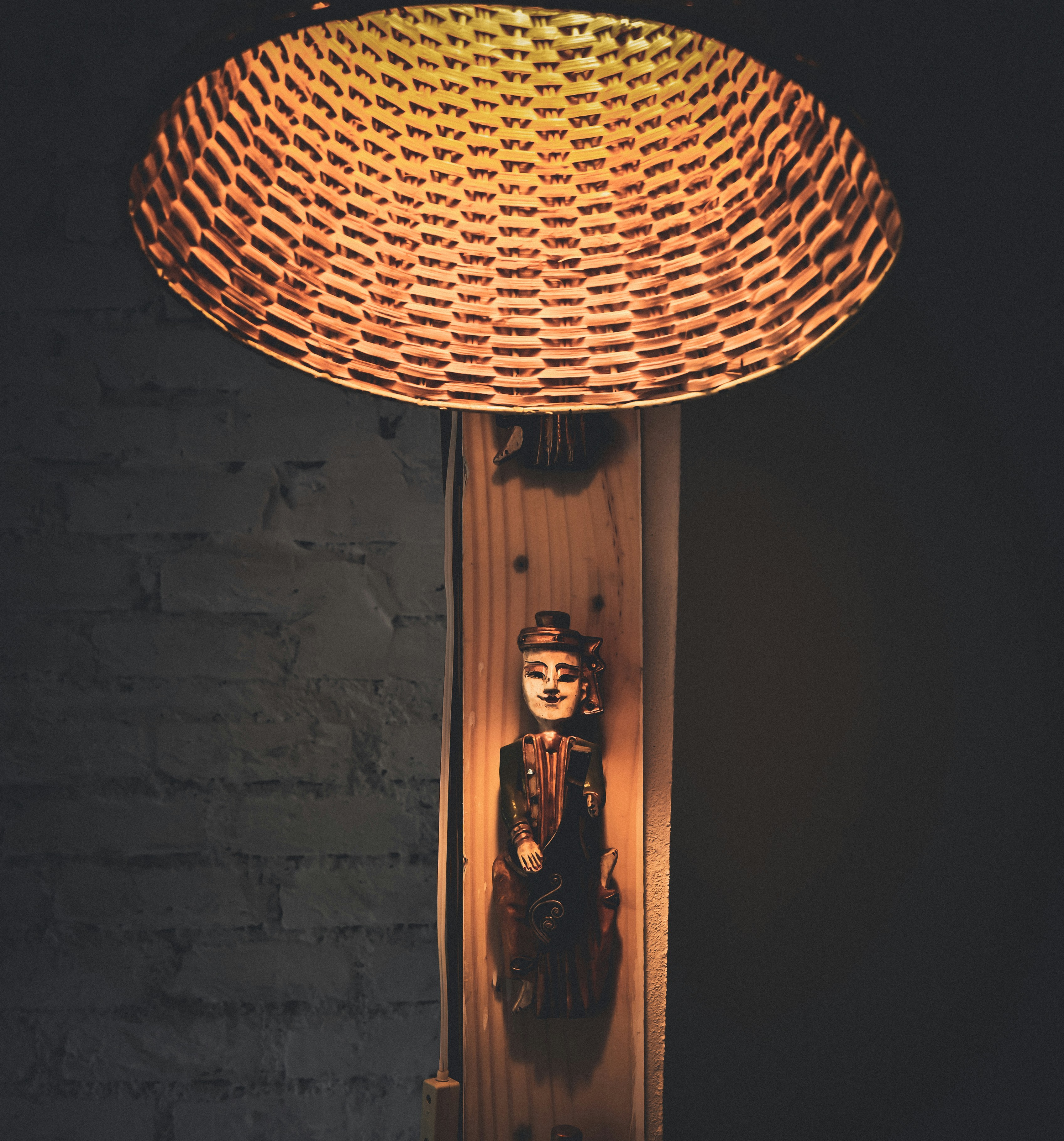 A lamp that is on top of a table