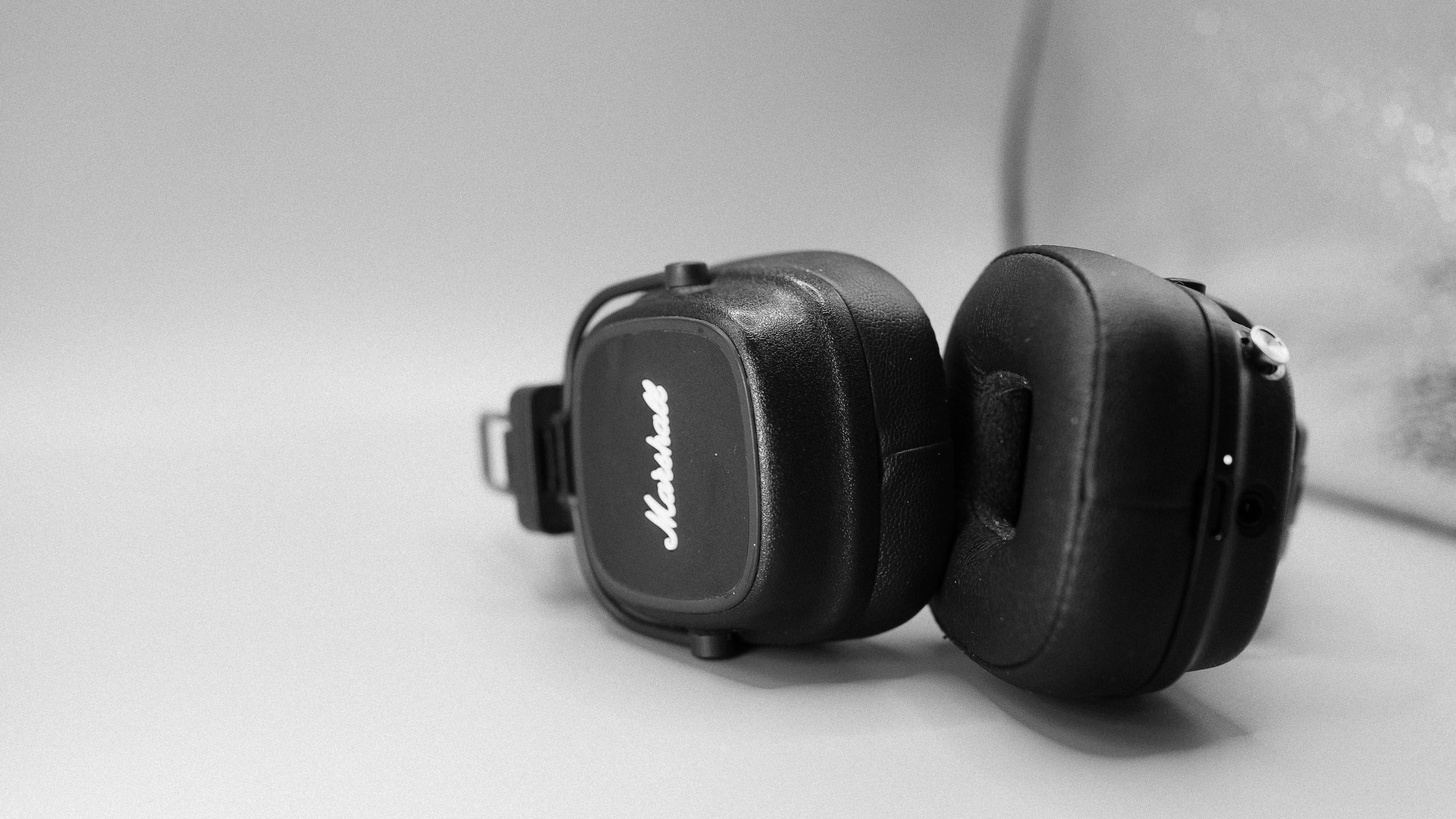 A pair of headphones sitting on top of a table