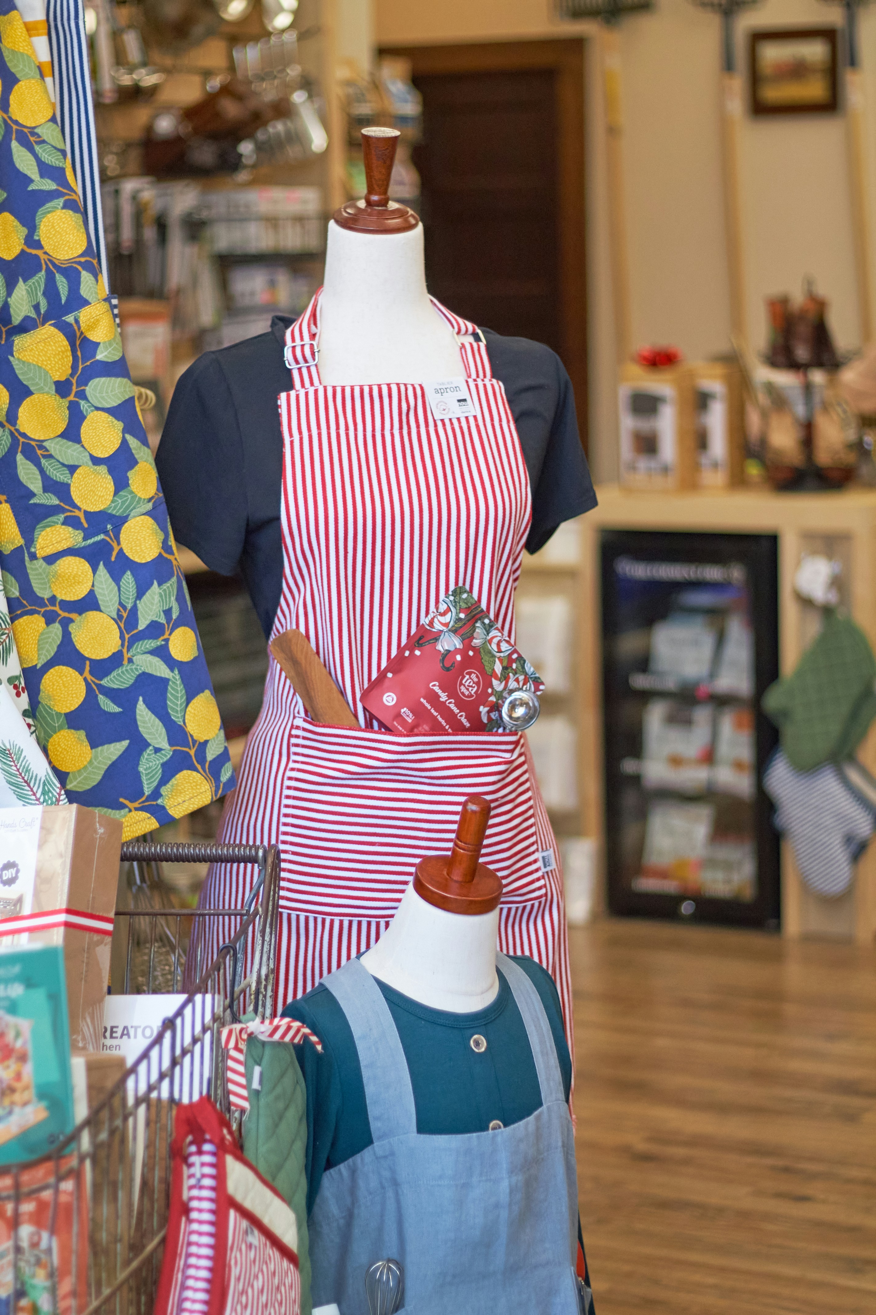 Aprons and aprons on display in a store