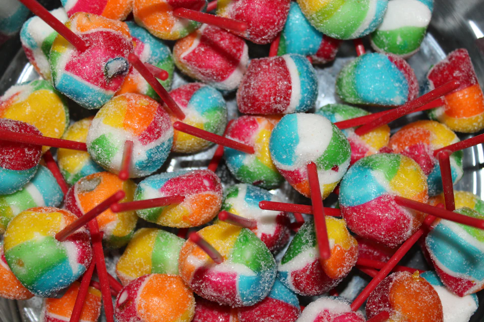 A pile of colourful candy in Pugal's Candy World