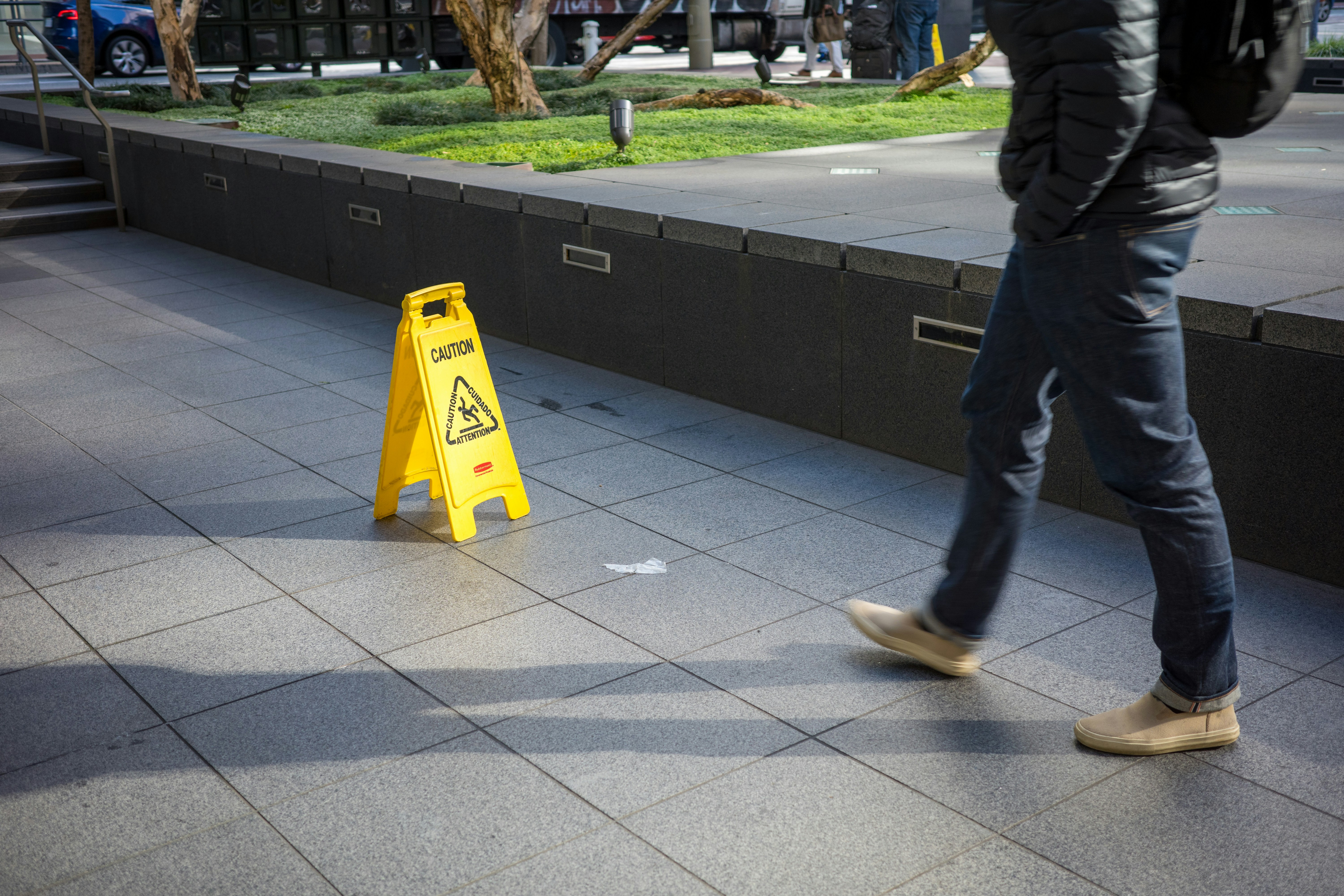 Caution: Uneven Sidewalk sign - sidewalk shaving