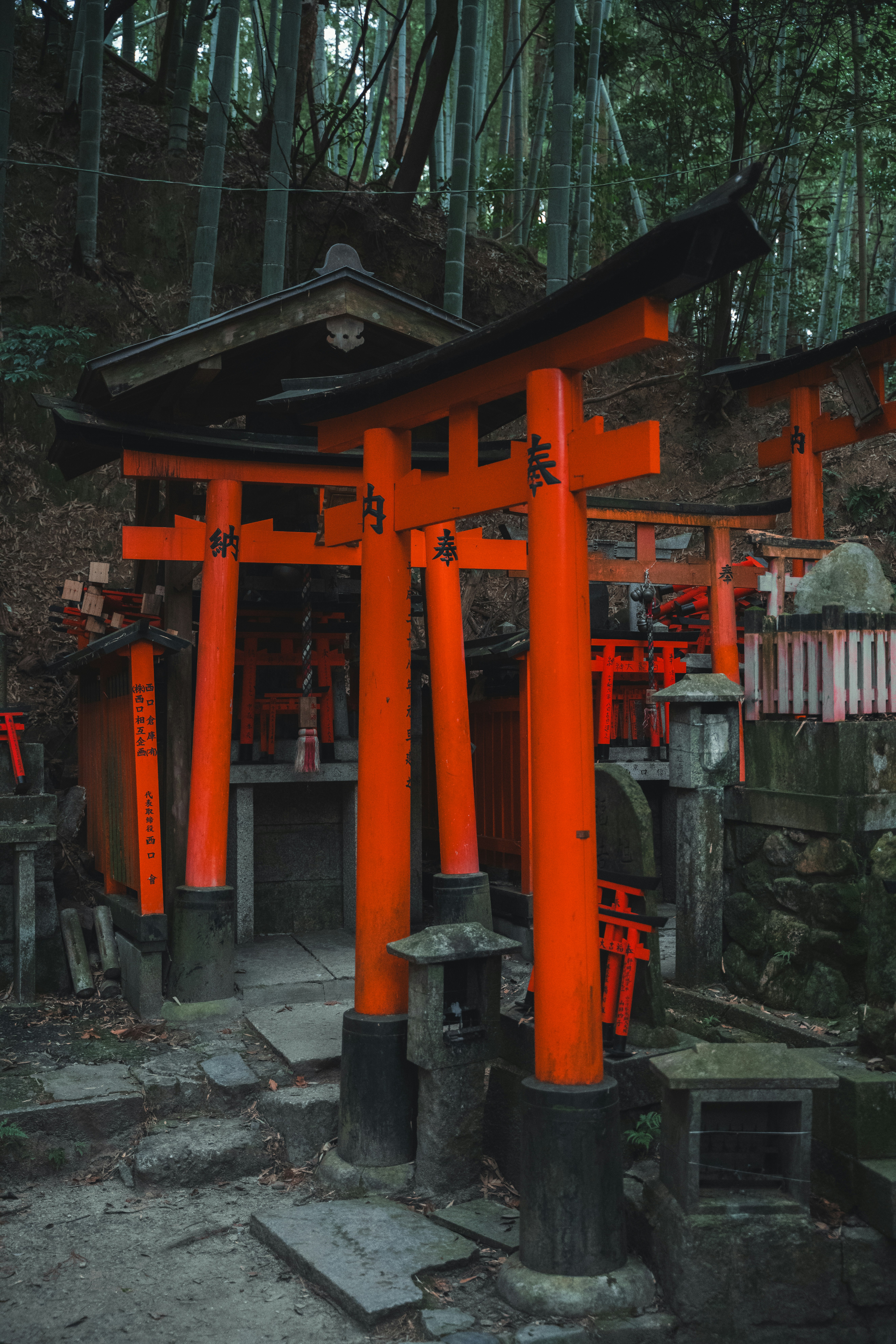 A small shrine in the middle of a forest