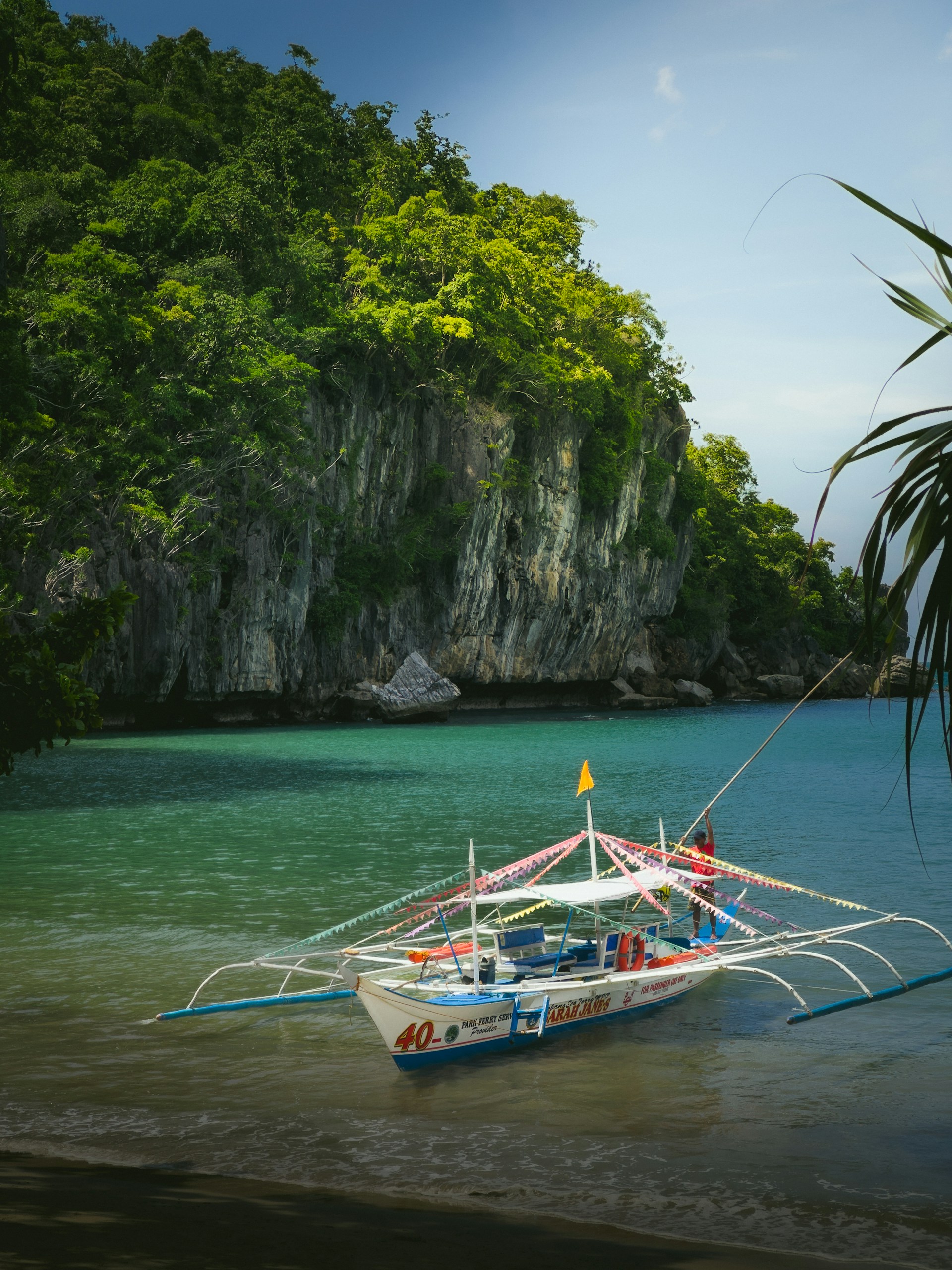 A boat that is sitting in the water