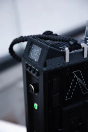 A close up of a black electronic device