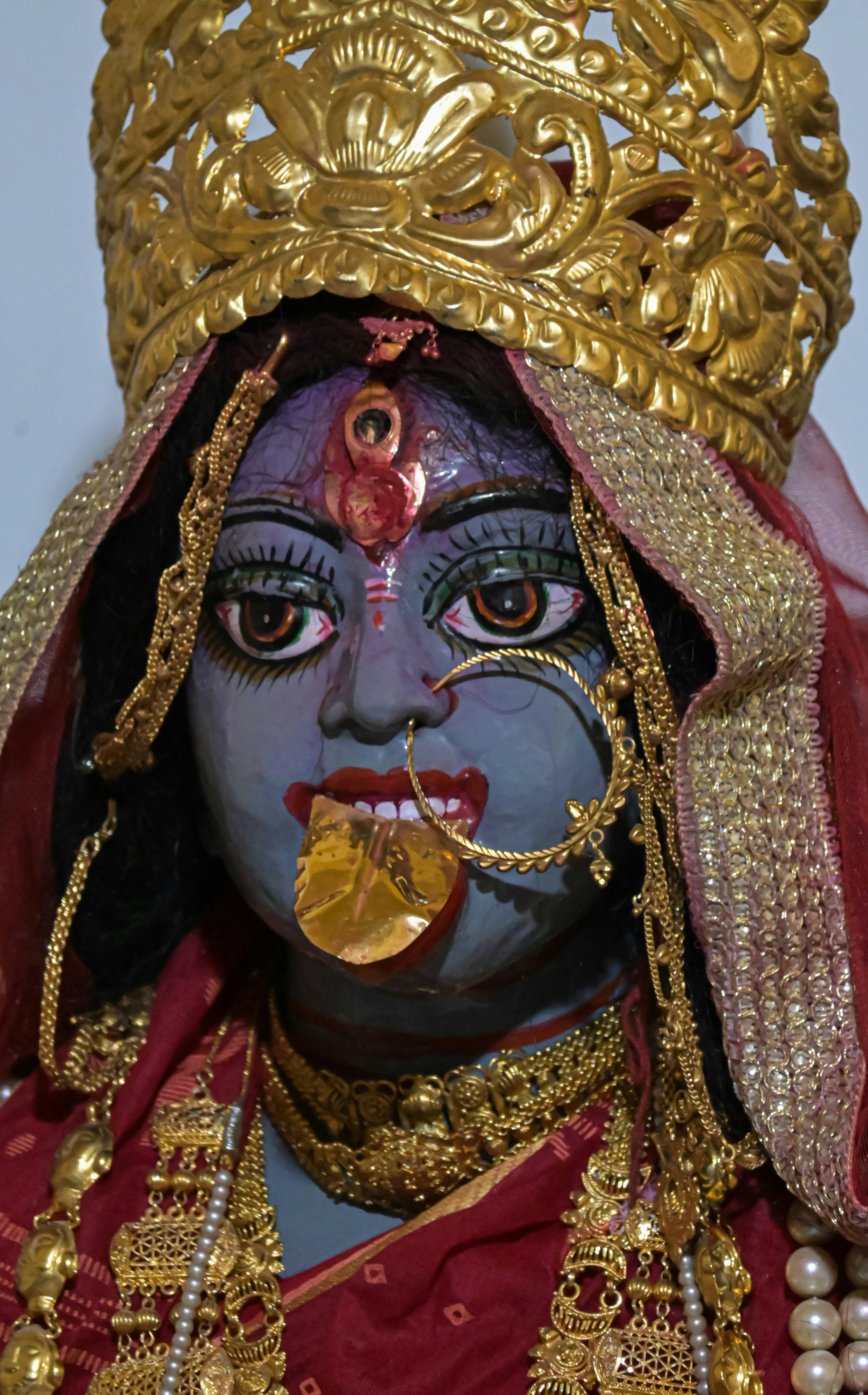 A close up of a person wearing a costume
