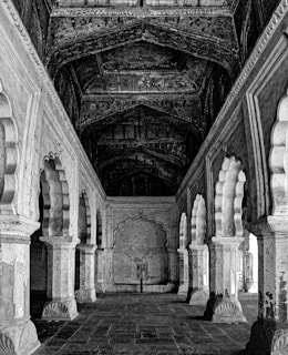 A black and white photo of an old building