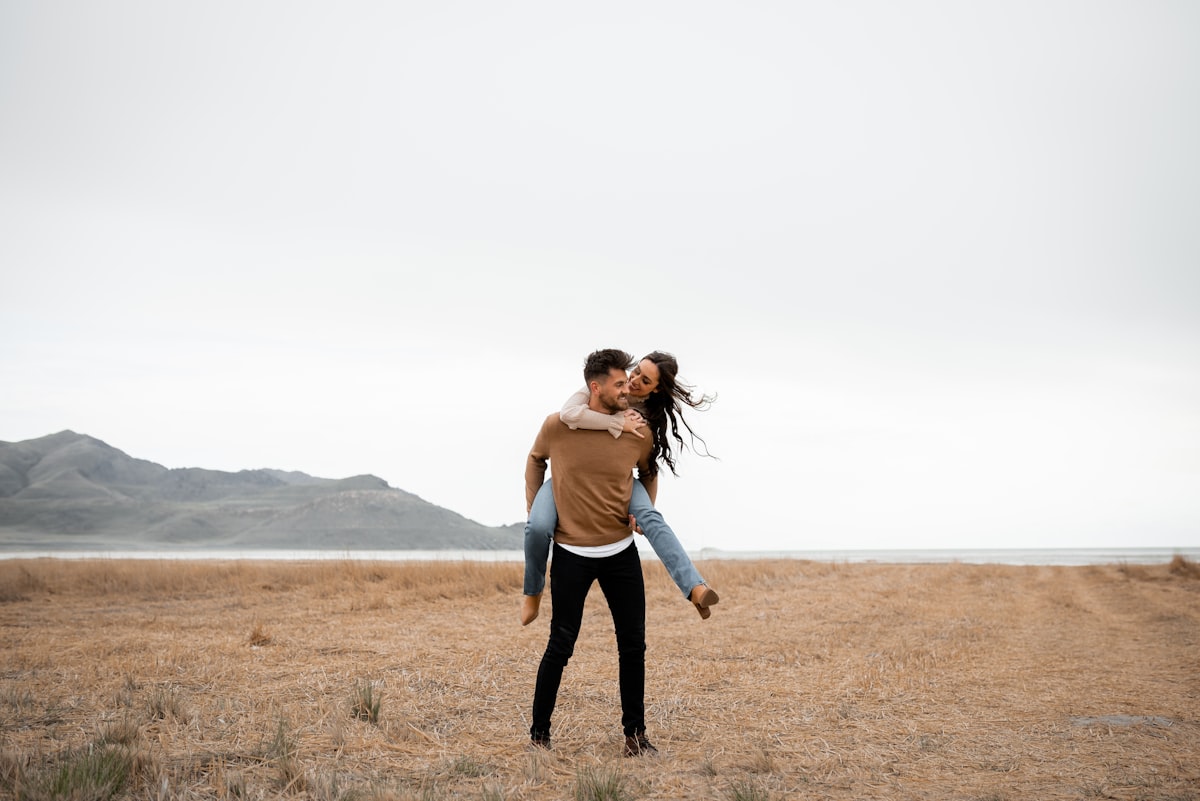 A couple in love resting their foreheads together