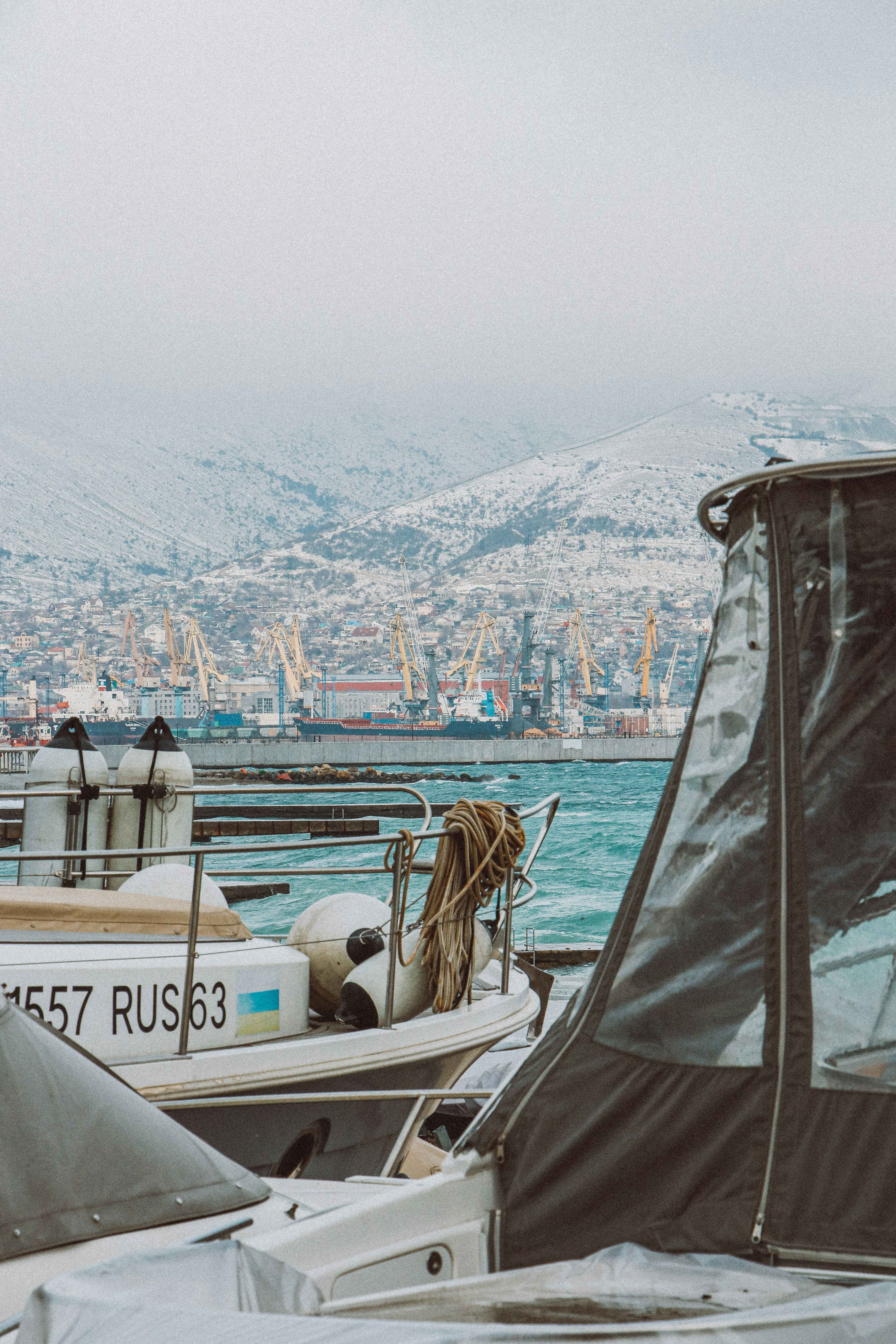 A couple of boats that are sitting in the water