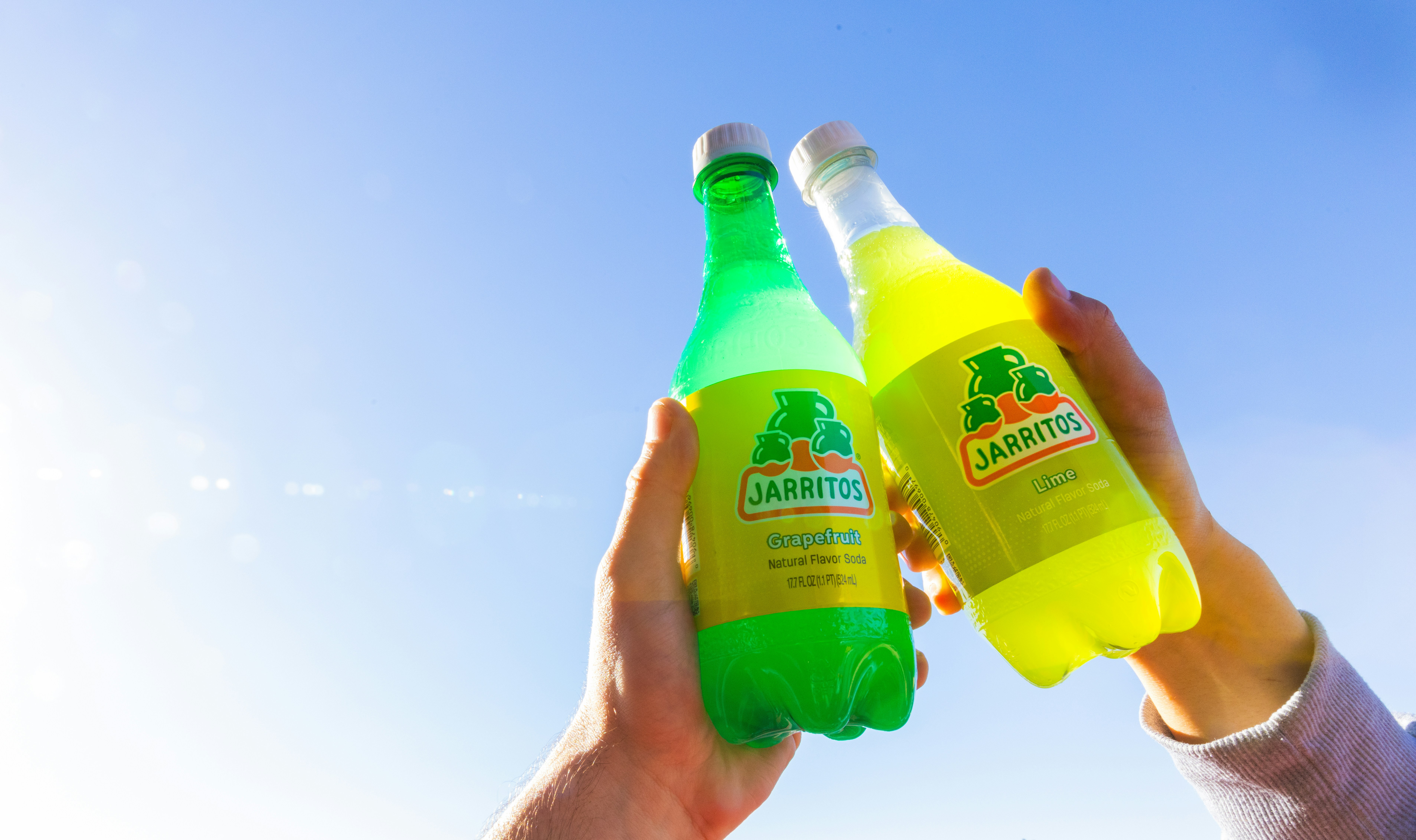 A person holding two bottles of cleaning products