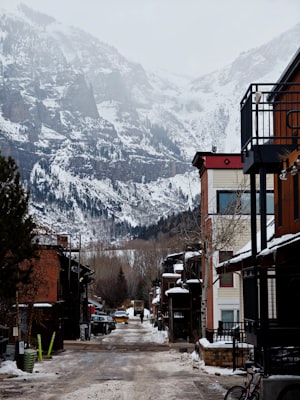 Snow-covered San Juan peaks above Telluride in winter