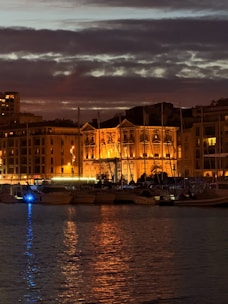 A large body of water with a city in the background