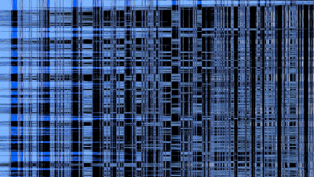 Abstract blue and black lines representing data flow and AI architecture