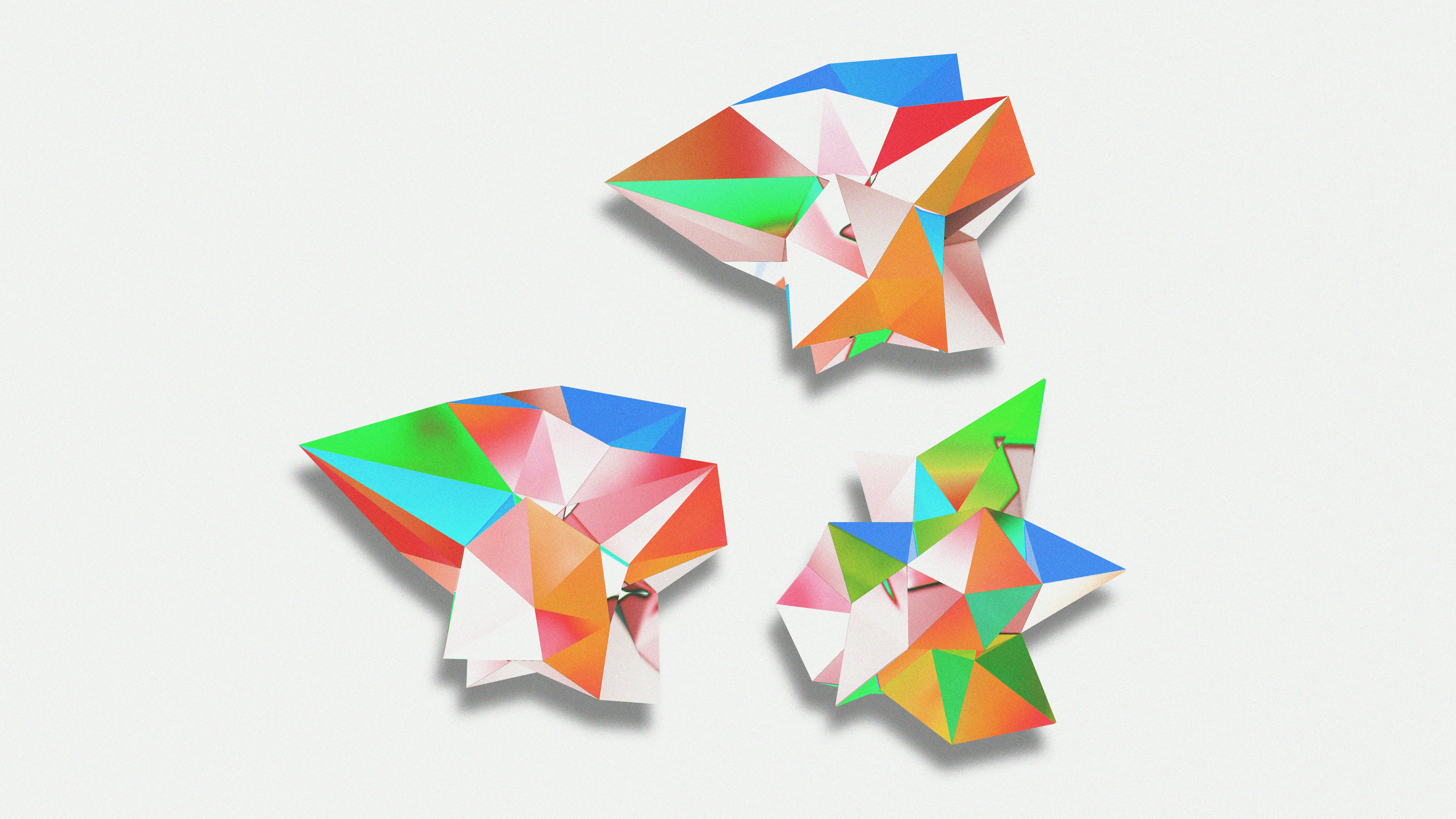 A group of colorful paper stars on a white background