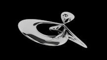 A silver object on a black background