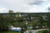 A view of a small town from a hill