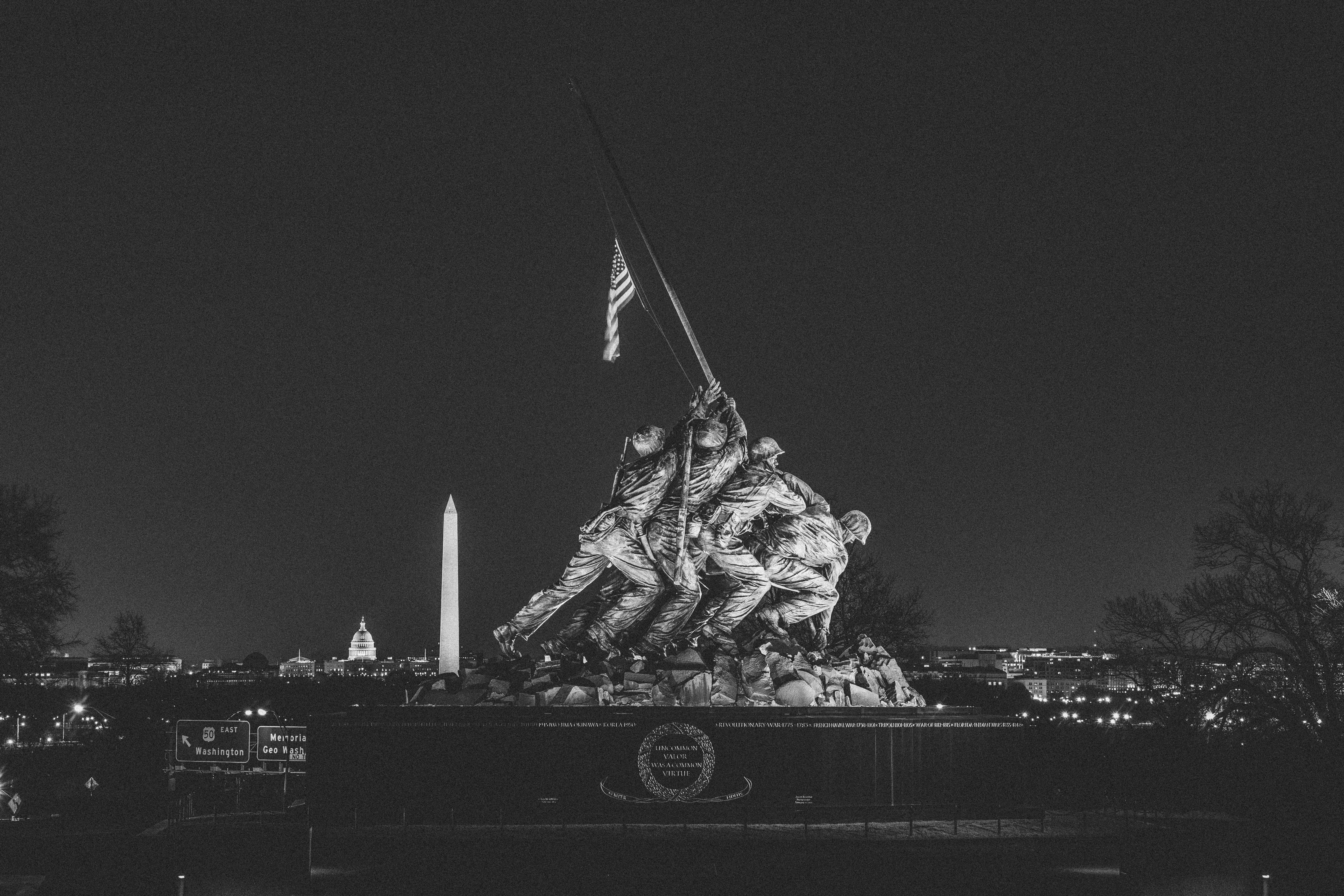A black and white photo of the washington monument (Photo by Grant Czerwinski on Unsplash)