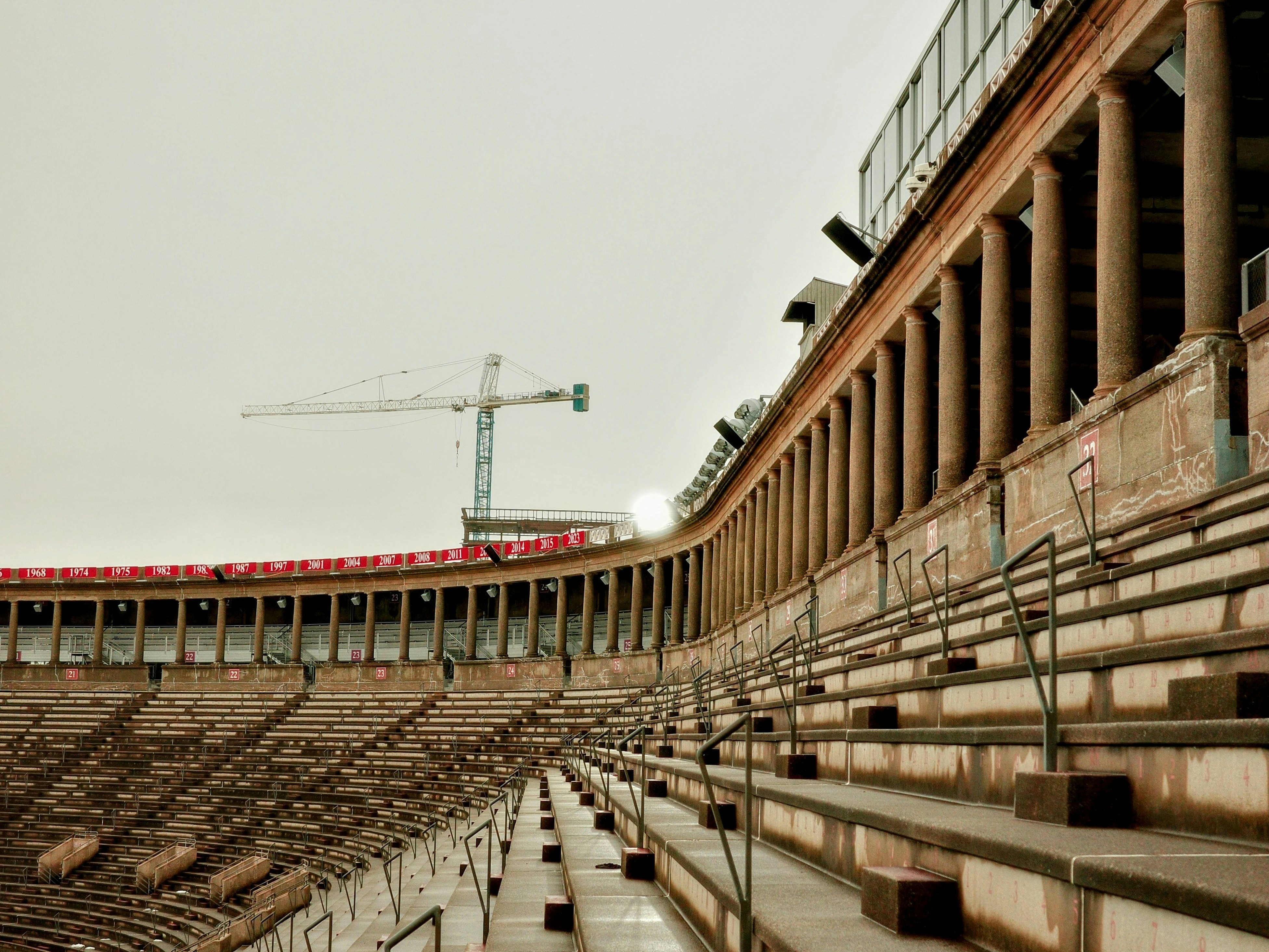 A stadium filled with lots of empty seats