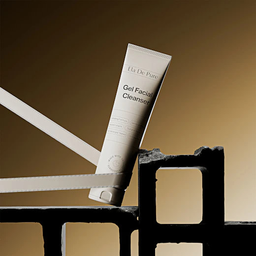 Skincare ad in warm light