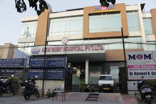 A building with a motorcycle parked in front of it