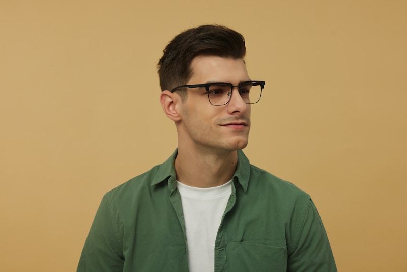 Smart glasses confident gay man