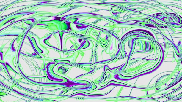 A computer generated image of blue and green swirls
