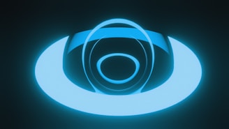 A blue circular object with a black background