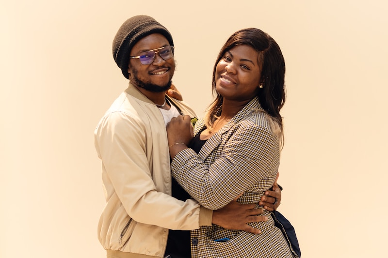 Loving couple hugging warmly